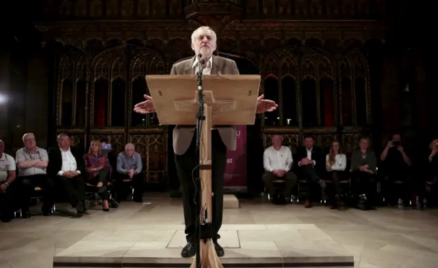 Jeremy Corbyn speaking at Manchester Cathedral