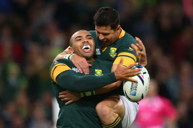 Bryan Habana celebrates