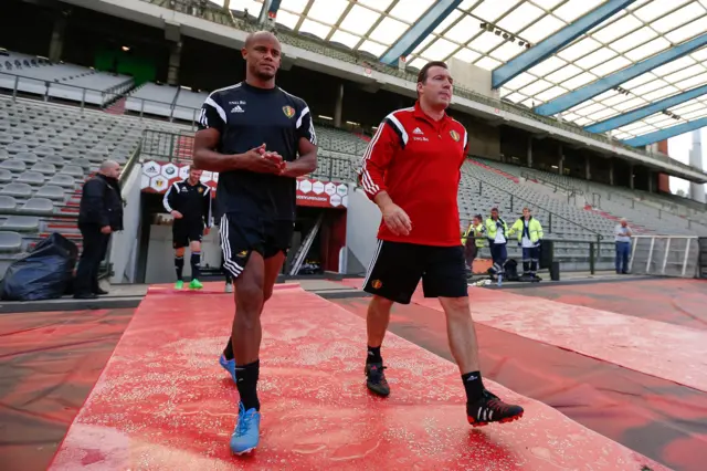 Vincent Kompany (left) and Belgium manager Marc Wilmots