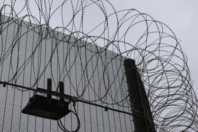 Barbed wire outside Norwich prison