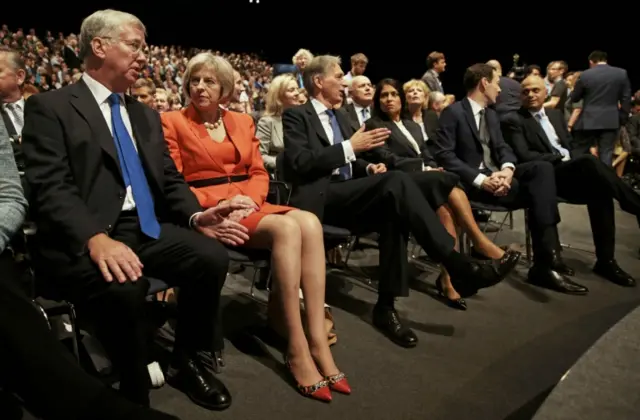 Michael Fallon, Theresa May, Philip Hammond, Priti Patel, George Osborne and Sajid Javied