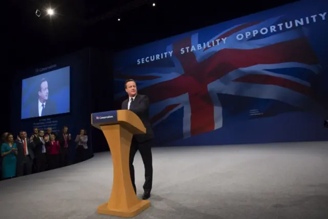 David Cameron addressing the Conservative Party conference