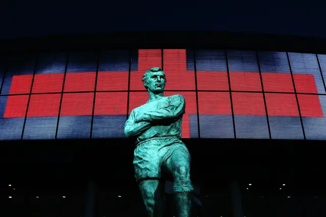 The statue of Sir Bobby Moore outside Wembley Stadium