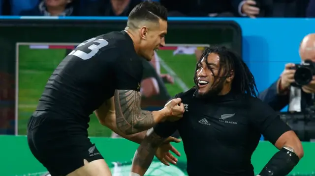 Ma'a Nonu celebrates with Sonny Bill Williams