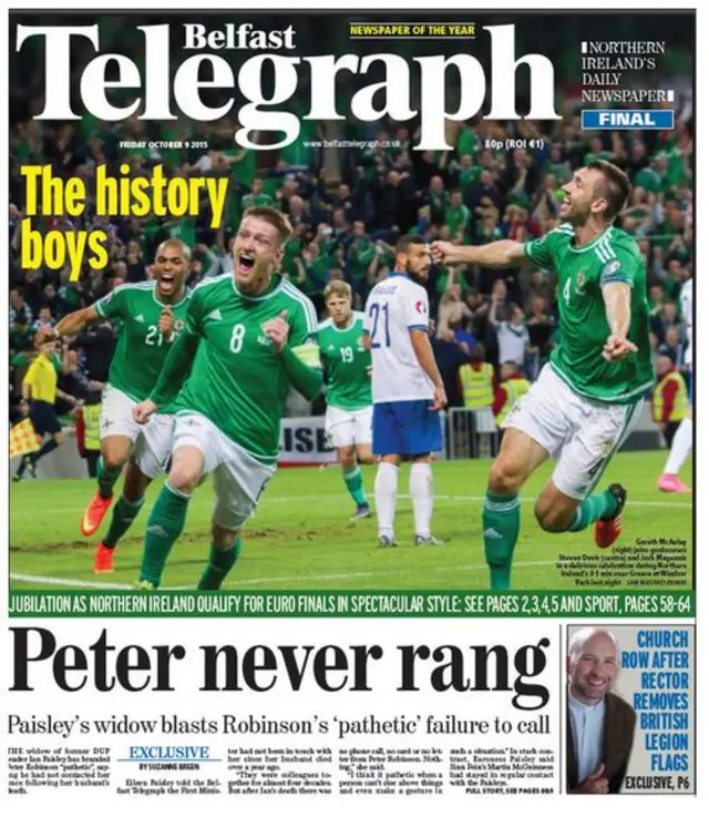 Belfast Telegraph front page