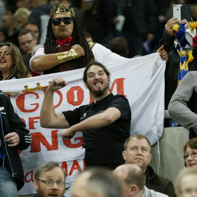 Fans mimic the haka