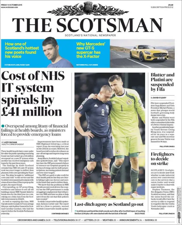 Friday's Scotsman front page