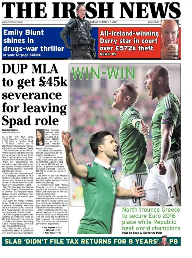 Irish News front page