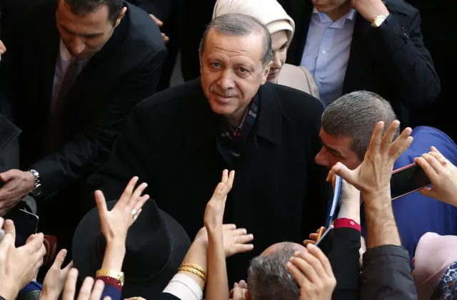 President Erdogan after voting in Istanbul