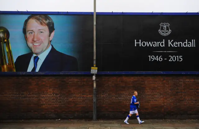 Howard Kendall banner at Goodison Park