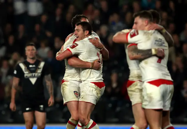 Brett Ferres celebrates scoring a try