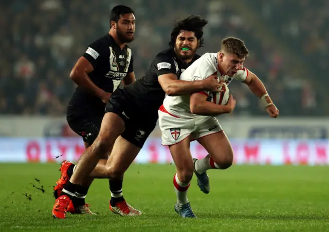 England's George Williams is tackled