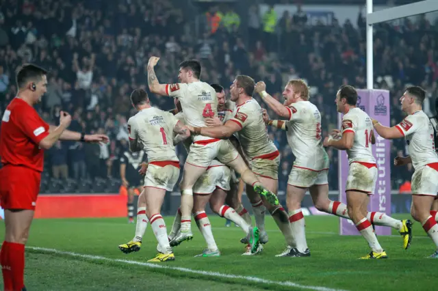 England's players celebrate