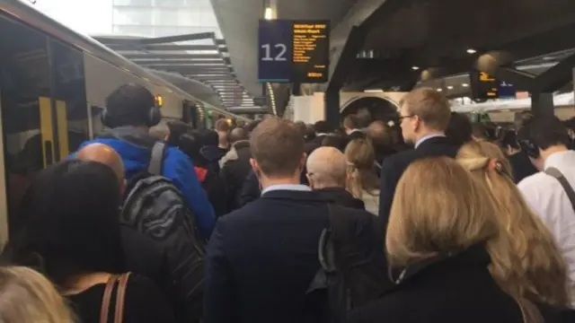 Queues to leave the station at London Bridge