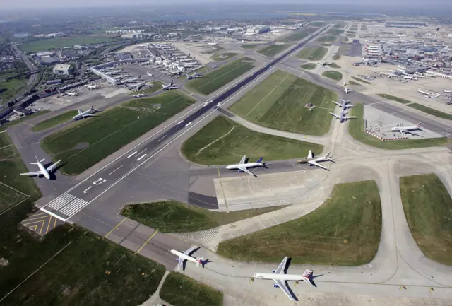 Runways at Heathrow airport in west London