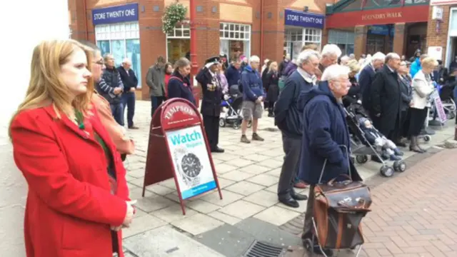 People marking the two minute silence in Daventry