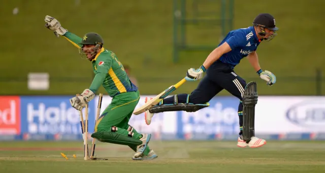 Jos Buttler is run out