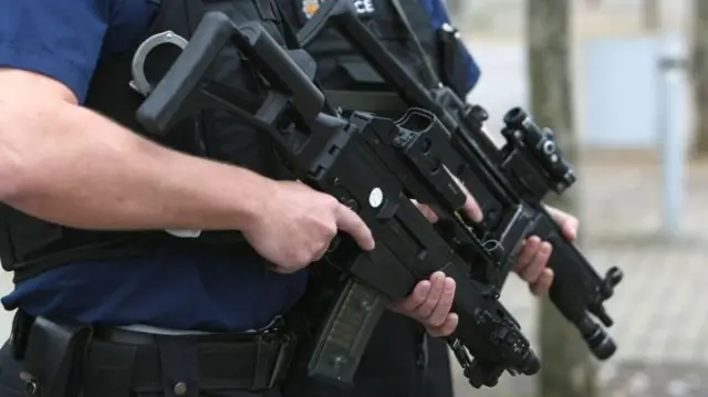 Police officers with guns