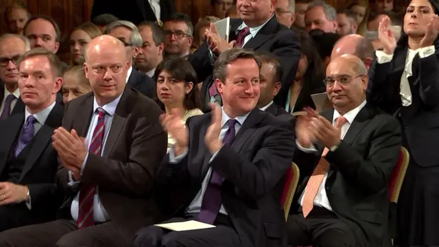 David Cameron applauds Mr Modi's speech