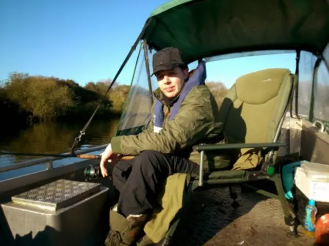 Chris Baker on the wheelie boat, on the Norfolk Broads