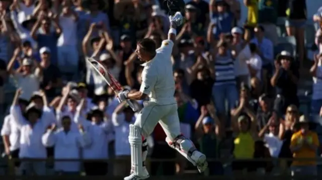 David Warner celebrates a double-century for Australia