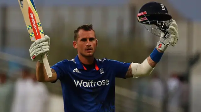 Alex Hales celebrates