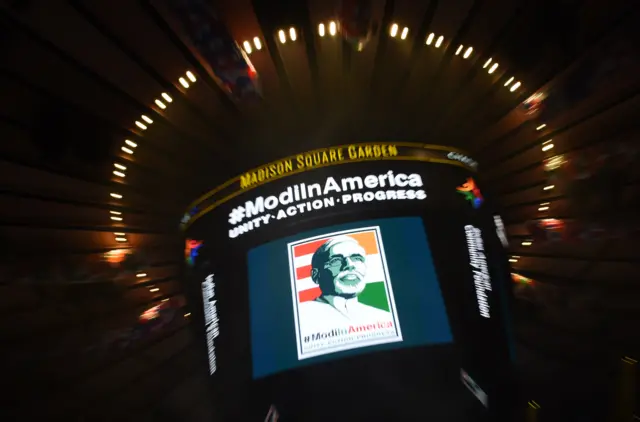 Scoreboard for Modi at Madison Square Gardens