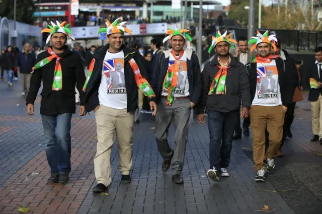 PM Modi supporters arriving at Webley