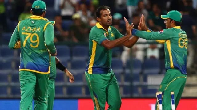 Wahab Riaz celebrates