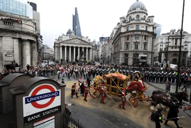 The coach containing Alan Yarrow, the new Lord Mayor Of London in 2014