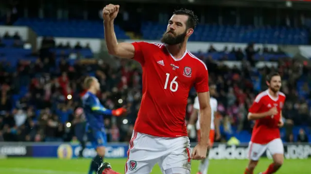 Joe Ledley celebrates