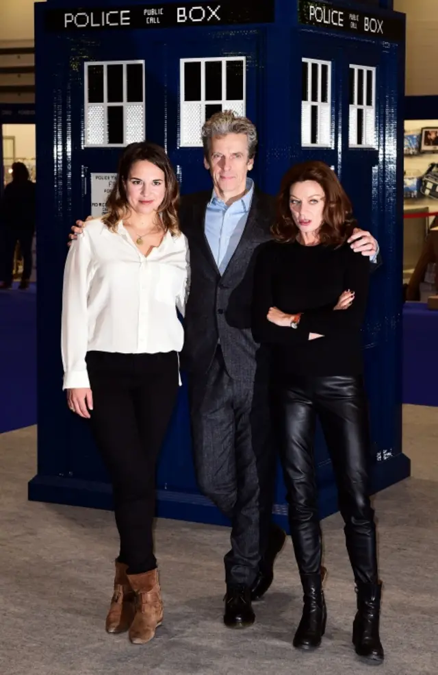 Ingrid Oliver who played Osgood, Dr Who star Peter Capaldi and Michelle Gomez who played the Master