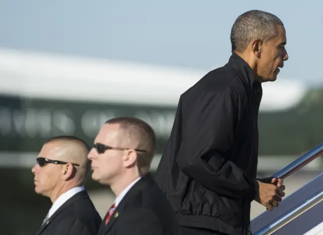 President Obama boards Air Force One