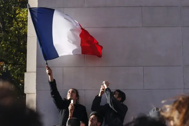 A rally in New York for the victims of the Paris attacks