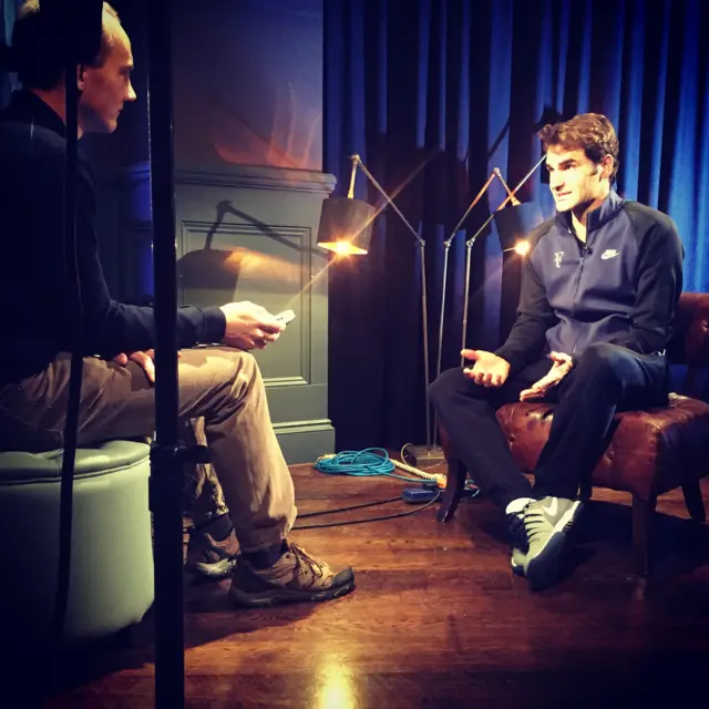 Roger Federer talks to BBC tennis correspondent Russell Fuller