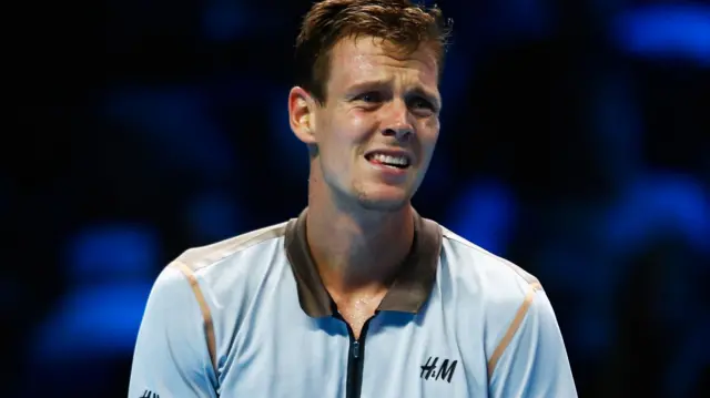 Tomas Berdych reacts