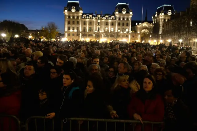 Crowds outside Notre Dame