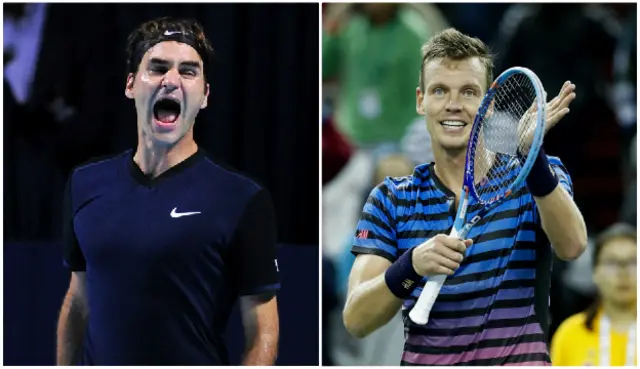 Roger Federer (left) with Tomas Berdych