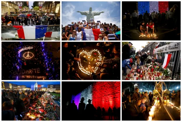 A composite of vigils held around the world