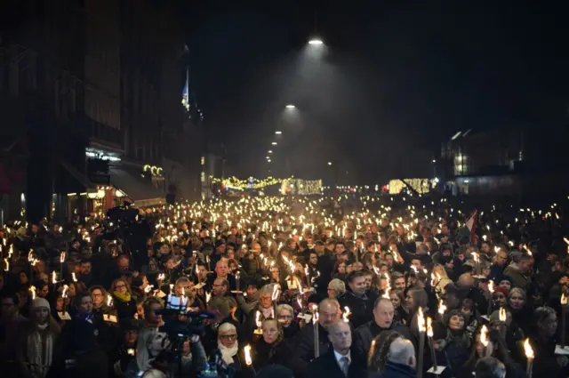 A mass rally in Copenhagen for the victims of the Paris attacks