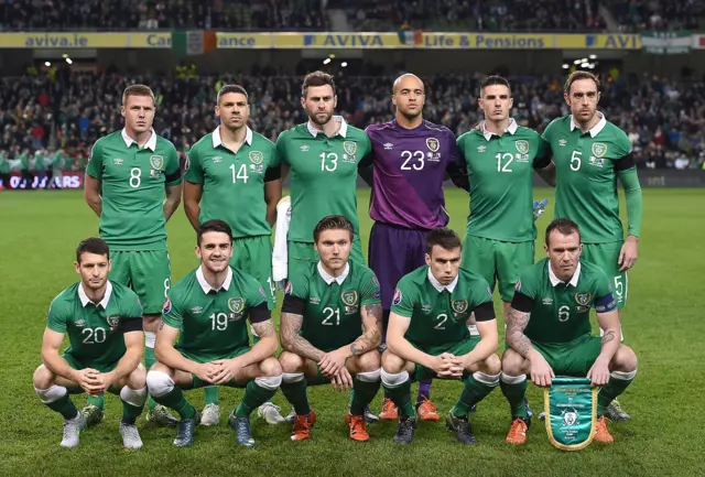 Republic of Ireland line-up ahead of the national anthem