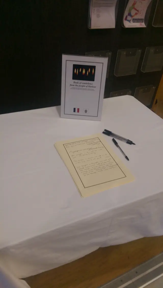 Book of condolence in Harlow