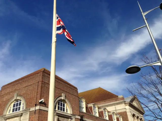 Clacton flag at half-mast