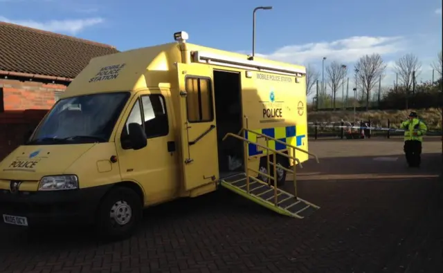 Mobile police station in Eldonian Village