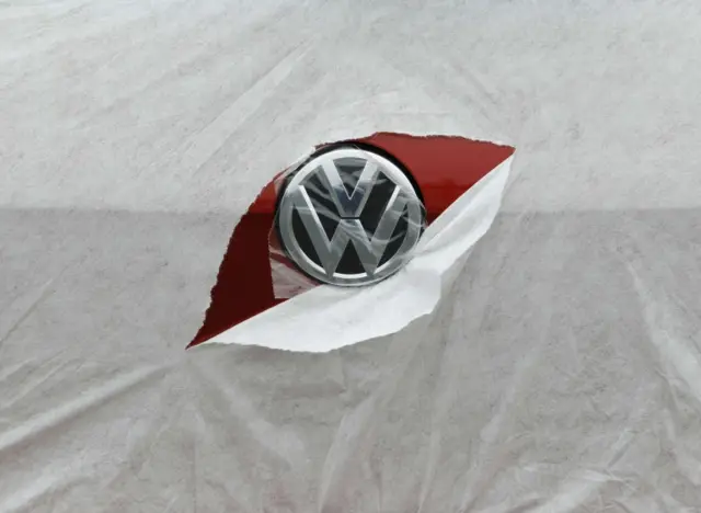 Volkswagen badge on new car