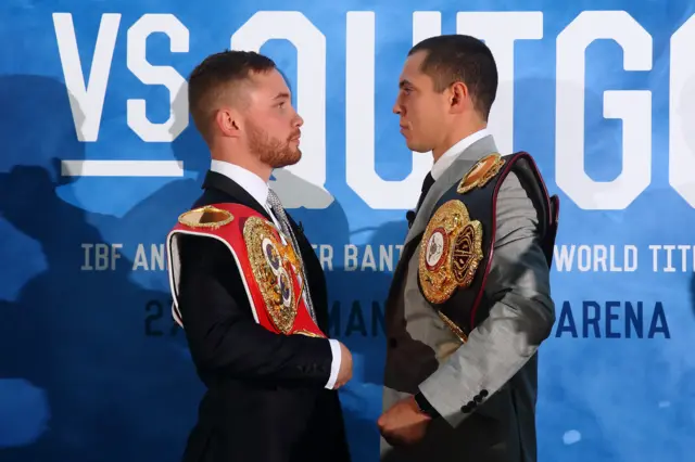 Carl Frampton faces off with Scott Quigg