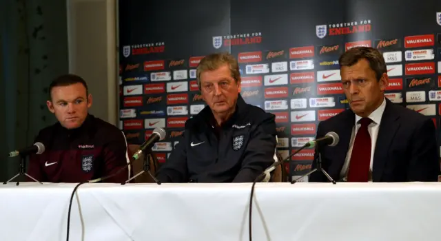 Wayne Rooney, Roy Hodgson and Martin Glenn