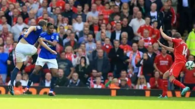 Phil Jagielka scores against Liverpool