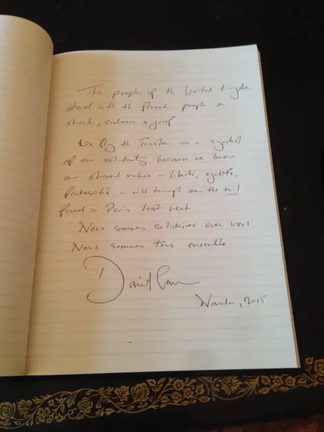 David Cameron book of condolence letter