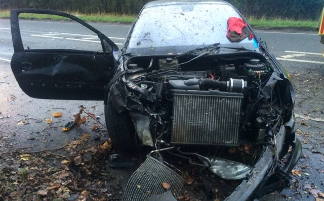 Car in crash at Yaxley